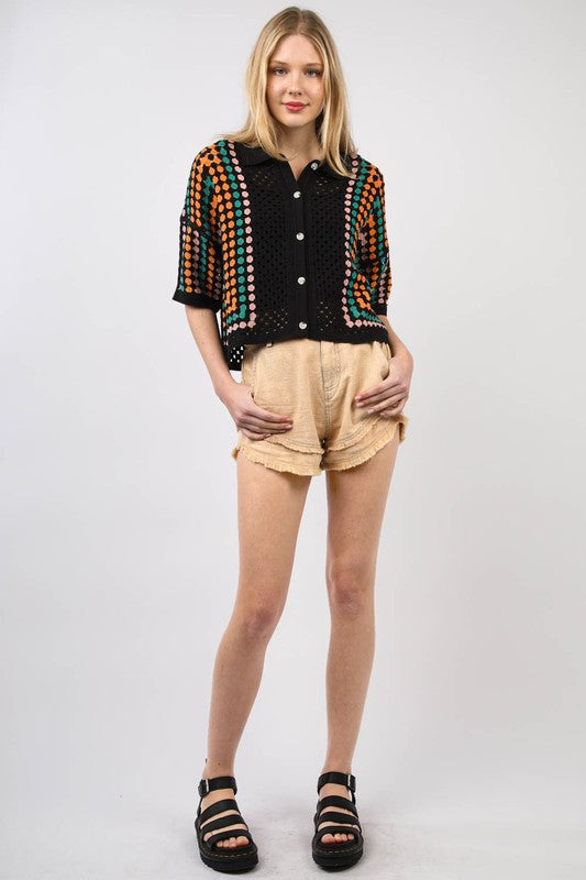 Frayed Layered Washed Cotton Twill Denim Shorts