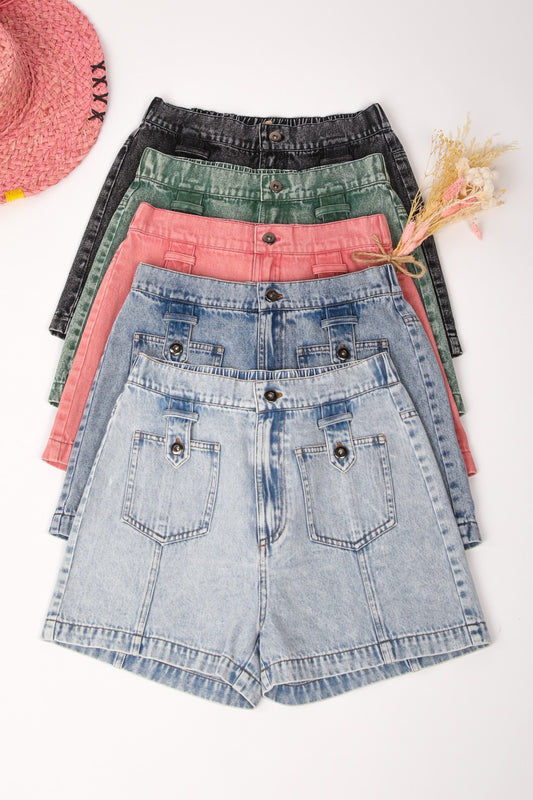 High Waist Washed Jean Y2k Cargo Shorts
